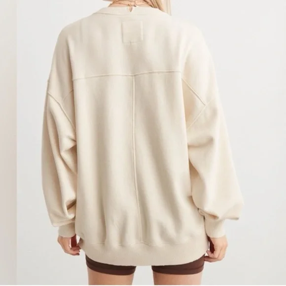 Aerie Oversized Cream and Orange Long Sleeve Hoodie - PRELOVED - Picture 2 of 11